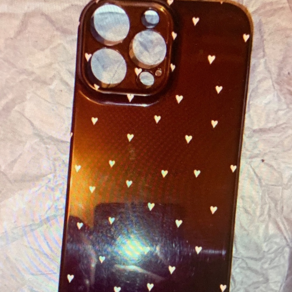Heart Patterned Black Phone Case